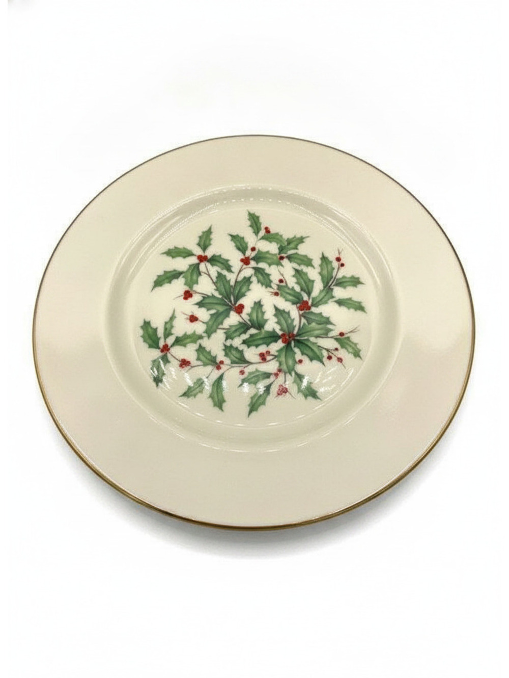 Vintage Lenox Special Holiday Holly Large Decal Dinner Plate 10 1/2” grg